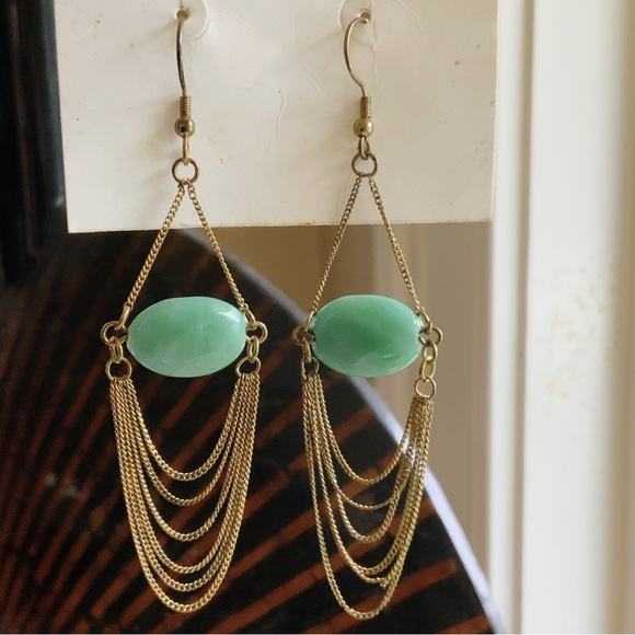 Julie Vos 24K Gold Chain Amazonite Long Dangling Earrings 2017 Collection - Picture 3 of 16